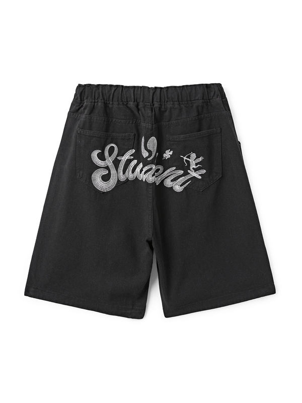 Pantalones cortos elásticos con estampado de bordado vintage para hombre-1