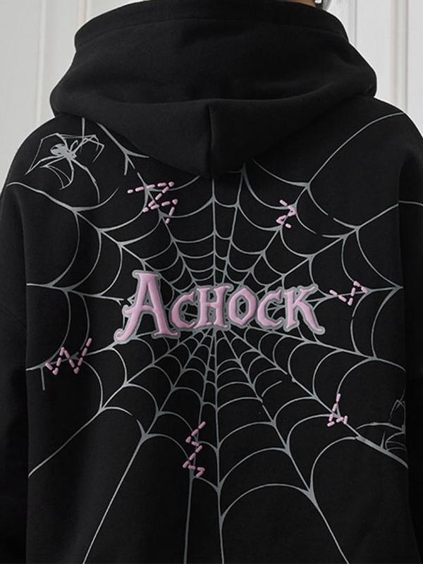 Chaqueta con cremallera y estampado de telaraña Street para hombre-2