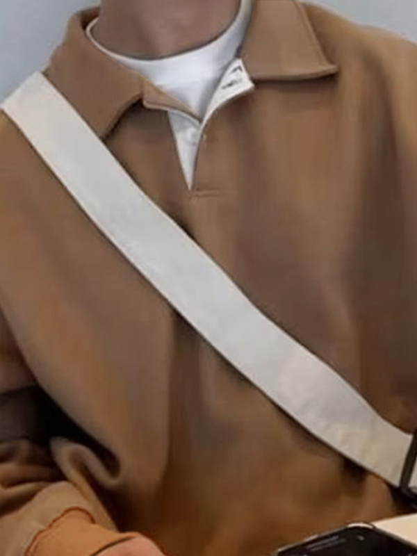 Sudadera de hombre con cuello de solapa unicolor-2
