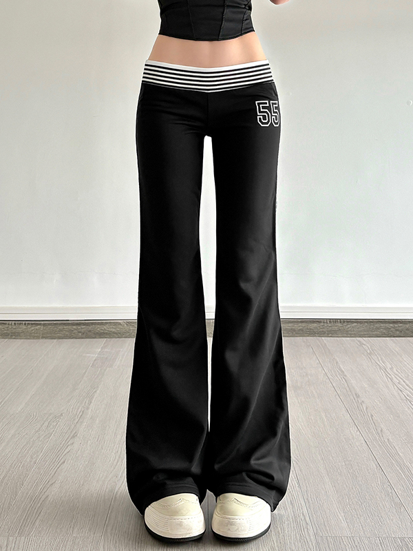 Pantalones rectos con cintura de color contrastante-1