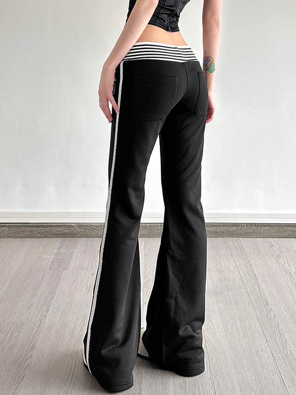 Pantalones rectos con cintura de color contrastante-2