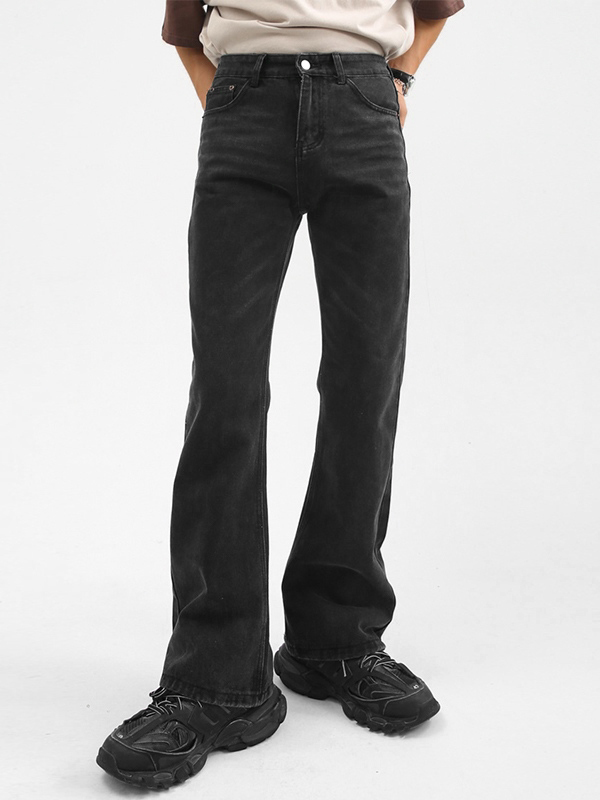 Jeans sueltos adelgazantes de pierna ancha ligeramente acampanados para hombre que combinan con todo-1
