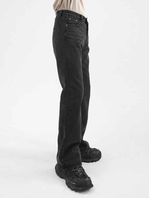 Jeans sueltos adelgazantes de pierna ancha ligeramente acampanados para hombre que combinan con todo-3