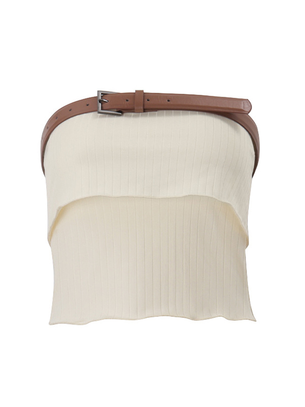 Top tipo bandeau con chaleco de punto-4