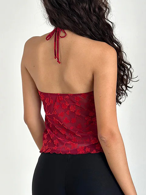 Chaleco halter con estampado vintage-2