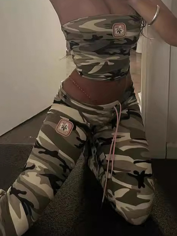 Conjunto de dos piezas con estampado de camuflaje-2