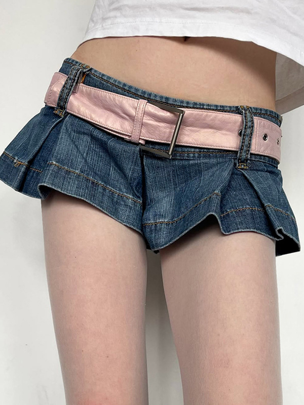 Shorts vaqueros antiedad de estilo femenino-1