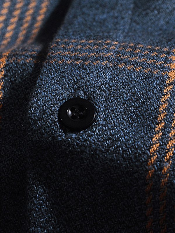 Camisa de manga larga con botones a cuadros para hombre-3