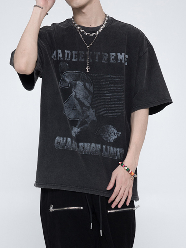Camiseta retro extragrande de manga corta para hombre-1
