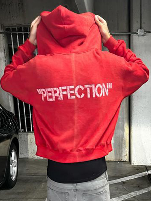 Sudadera con capucha de manga larga y letras de gran tamaño para hombre-1