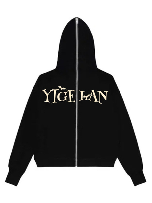 Sudadera con capucha extragrande con estampado de alas para hombre-1