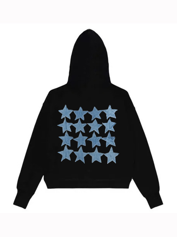 Sudadera con capucha extragrande con estampado de estrellas-1