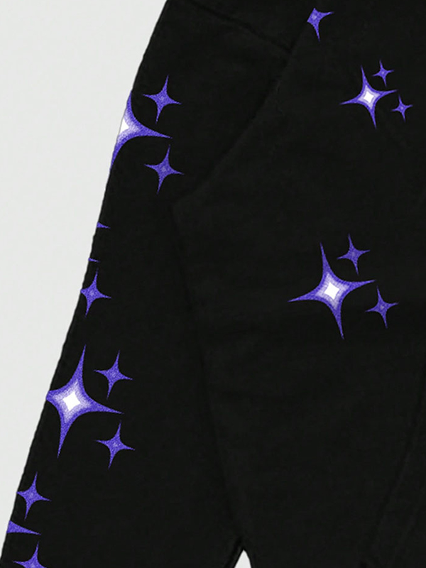 Sudadera con capucha extragrande con estampado de estrellas-3