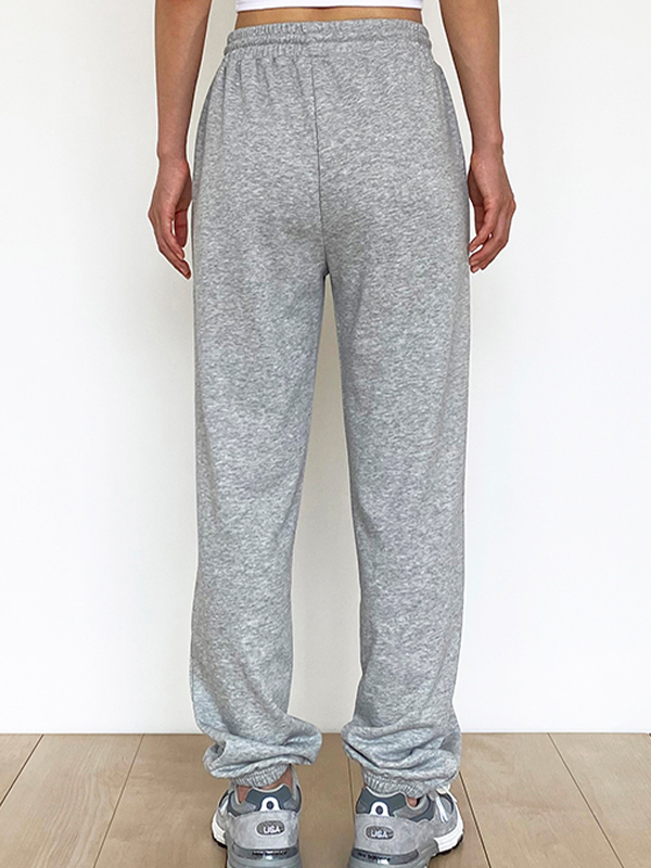 Pantalones deportivos casuales holgados con cordón-4