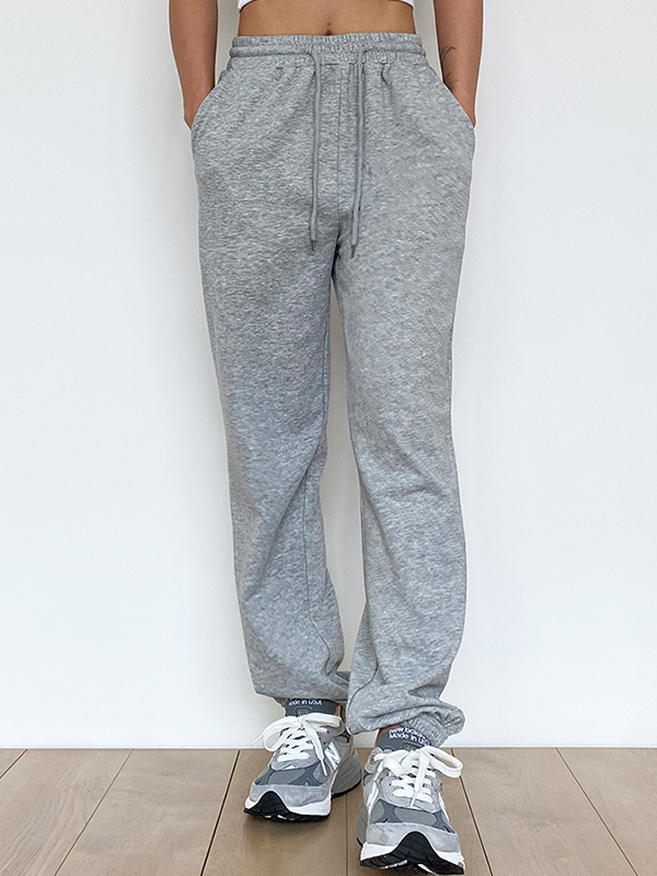 Pantalones deportivos casuales holgados con cordón-1