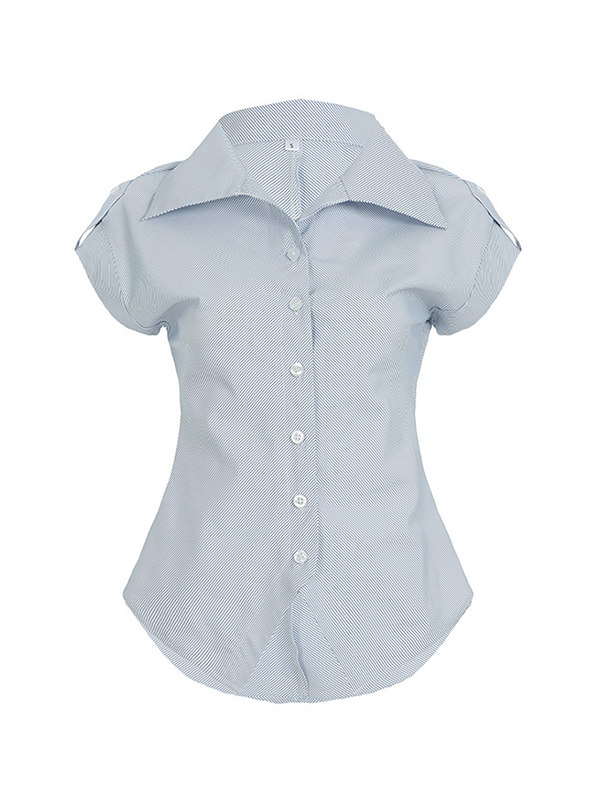 Camisas de manga corta con rayas contrastantes-3