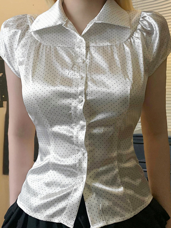 Camisas vintage de manga corta con solapa-2