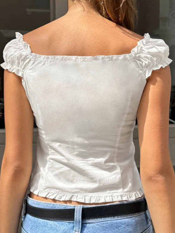Camisas de manga corta en colores sólidos-2