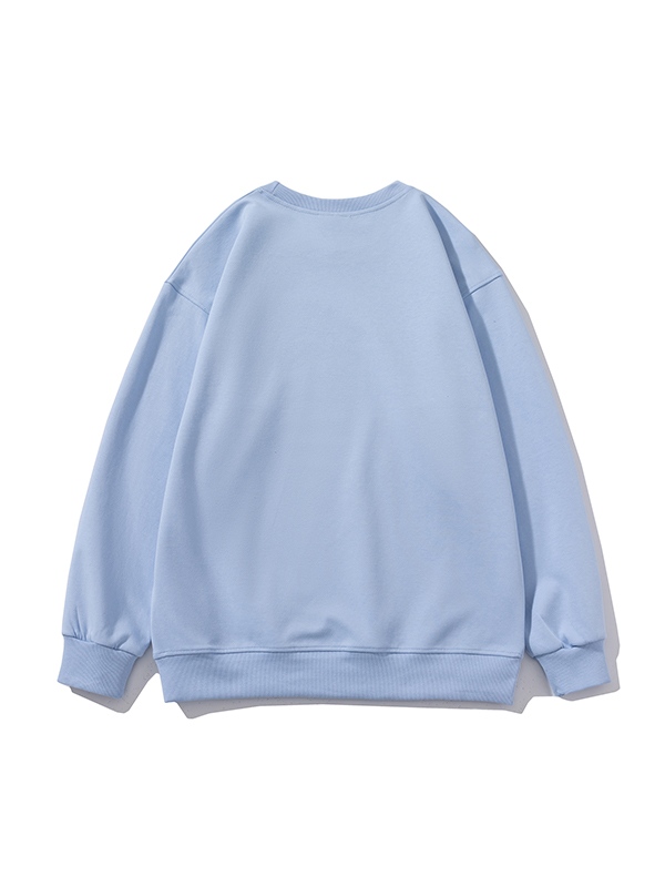 Sudadera de hombre en algodón de color liso con cuello redondo-2