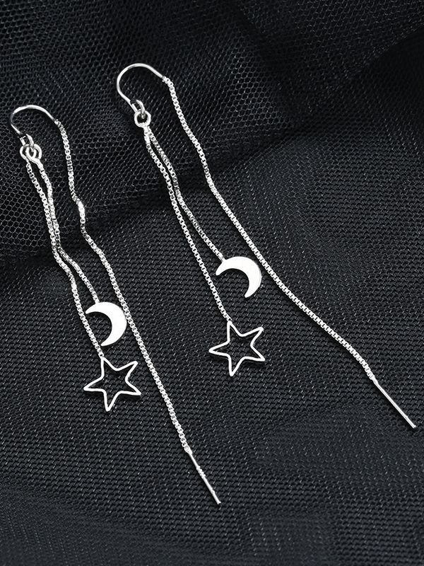 Pendiente de borla con decoración de estrella y luna-1
