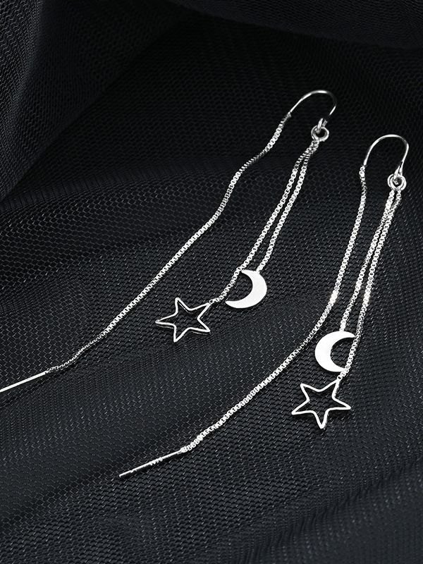 Pendiente de borla con decoración de estrella y luna-2