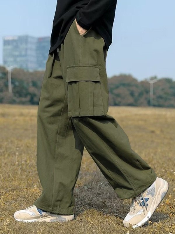 Pantalones cargo de pierna de skate vintage para hombre-4