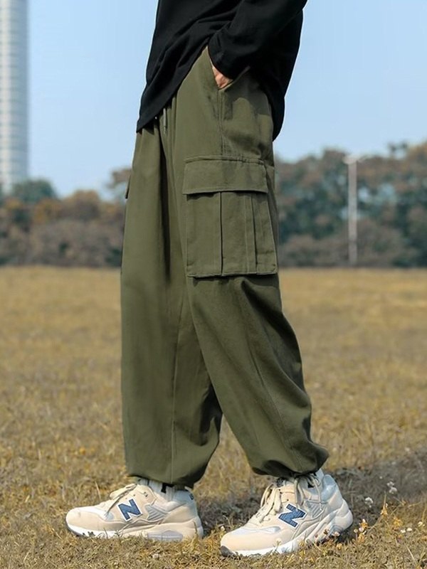 Pantalones cargo de pierna de skate vintage para hombre-1