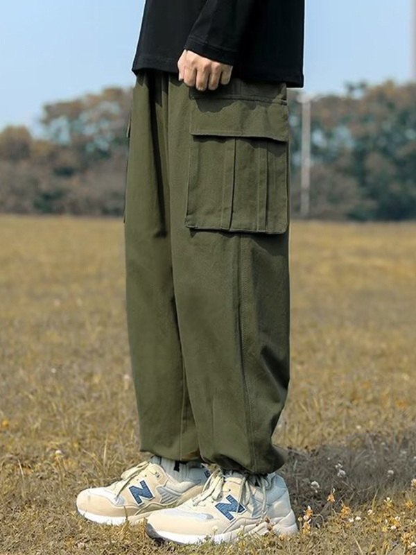 Pantalones cargo de pierna de skate vintage para hombre-2