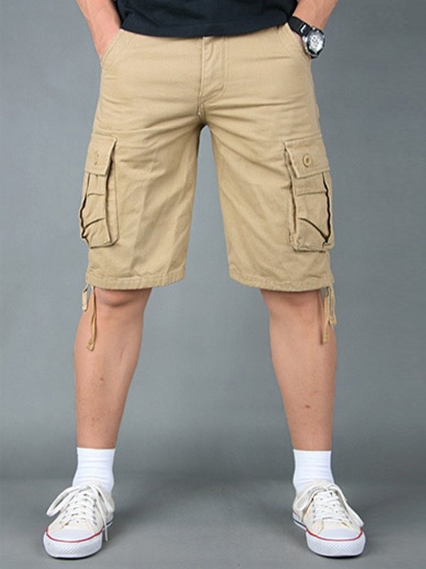 Shorts cargo rectos delgados para hombre-1