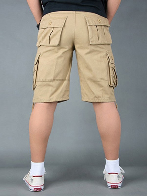 Shorts cargo rectos delgados para hombre-2