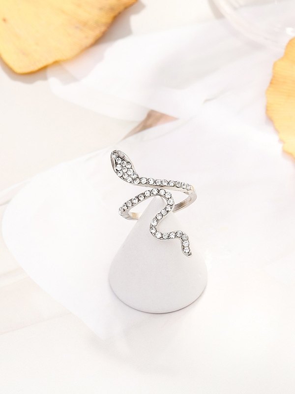 Anillo de brazalete de serpiente de diamantes de imitación-2