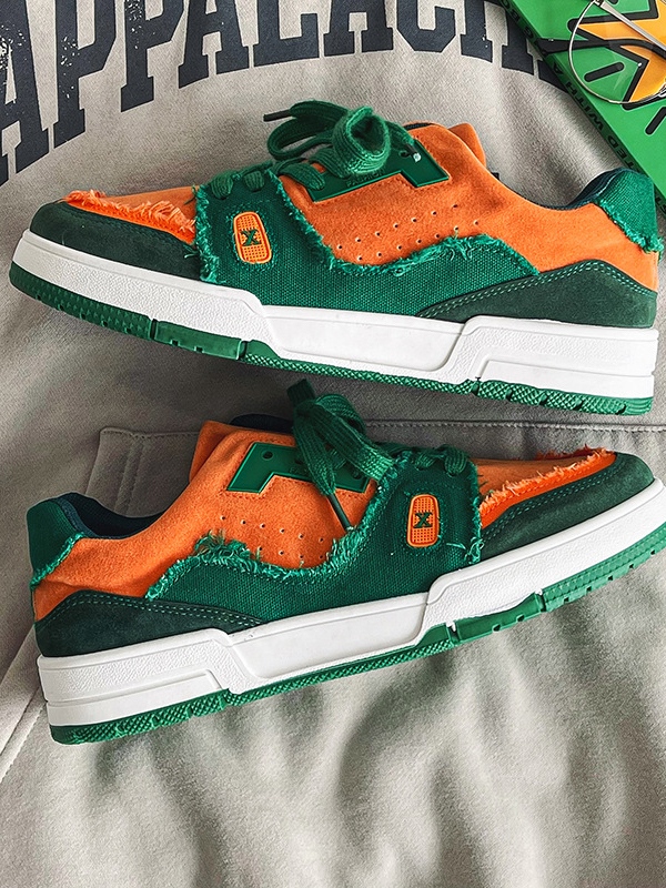 Zapatillas deportivas de hombre con panel en contraste y borde sin rematar-2