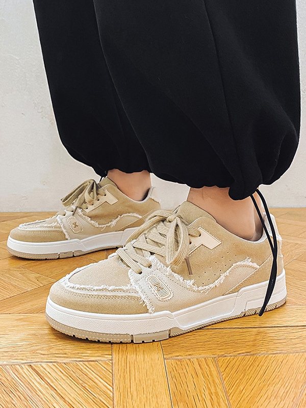 Zapatillas deportivas de hombre con panel en contraste y borde sin rematar-3