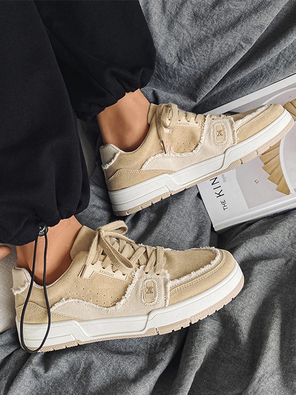 Zapatillas deportivas de hombre con panel en contraste y borde sin rematar-2