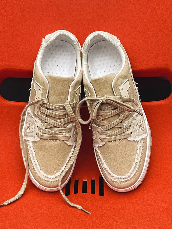 Zapatillas deportivas de hombre con panel en contraste y borde sin rematar-1