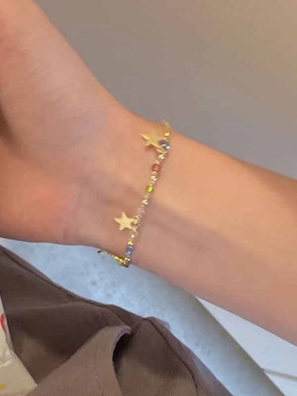 Pulsera con colgante de estrella de cuentas coloridas-1
