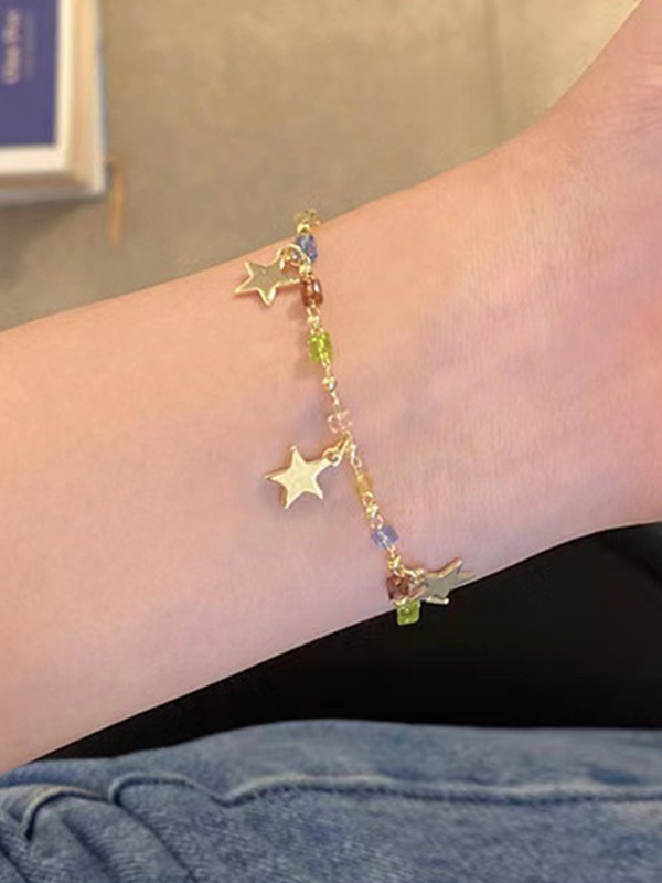 Pulsera con colgante de estrella de cuentas coloridas-2