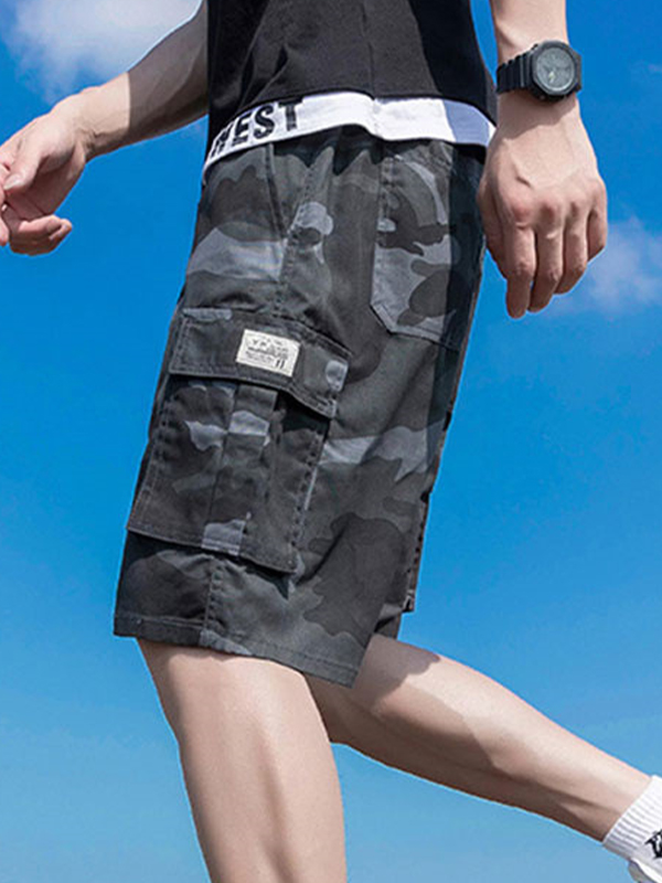 Pantalones cortos de trabajo informales de camuflaje para hombre-3