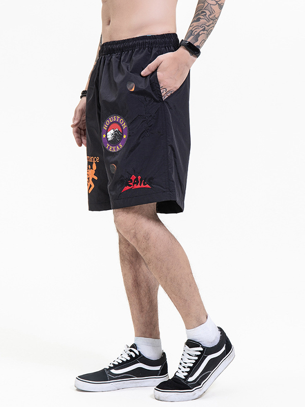 Pantalones cortos deportivos sueltos casuales para hombre-2