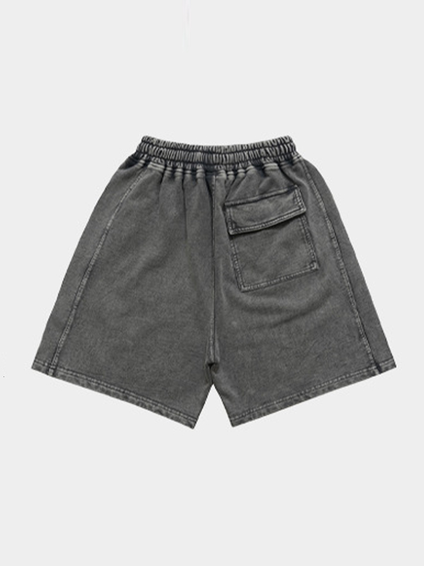 Pantalones cortos sueltos simples desgastados lavados para hombre-3